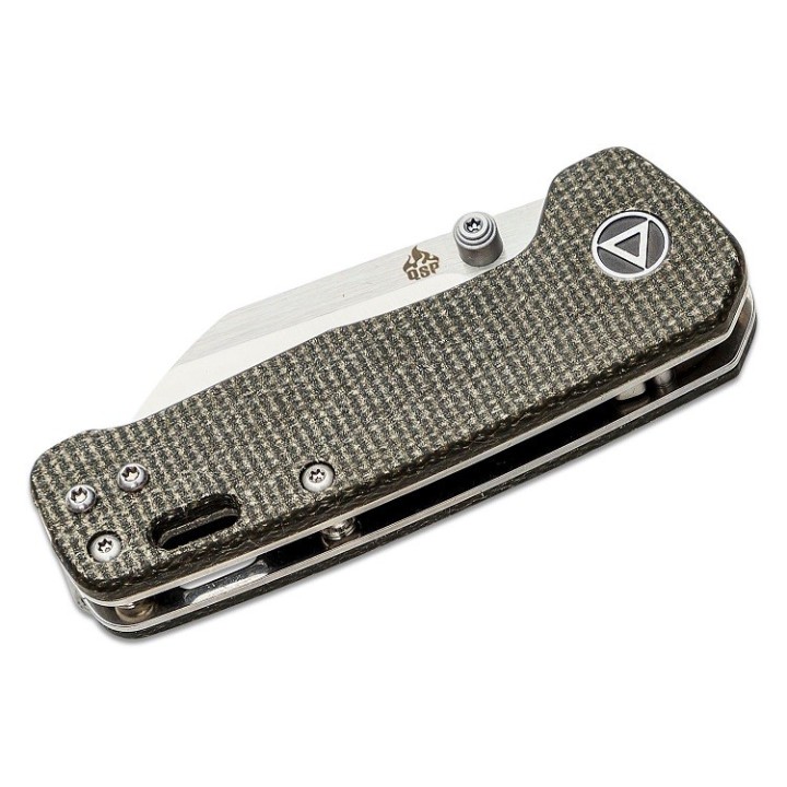 Couteau QSP Mini Penguin Brown Lame Acier 14C28N Manche Micarta IKBS Linerlock Clip QS130XSA - Livraison Gratuite