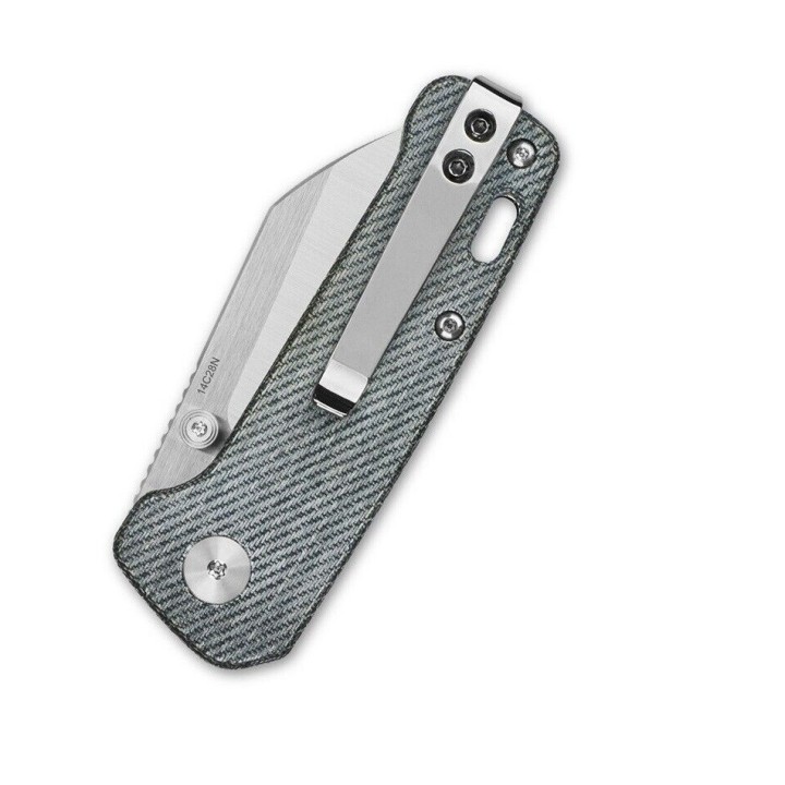 Couteau QSP Mini Penguin Denim Blue Lame Acier 14C28N Manche Micarta IKBS Linerlock Clip QS130XSB - Livraison Gratuite