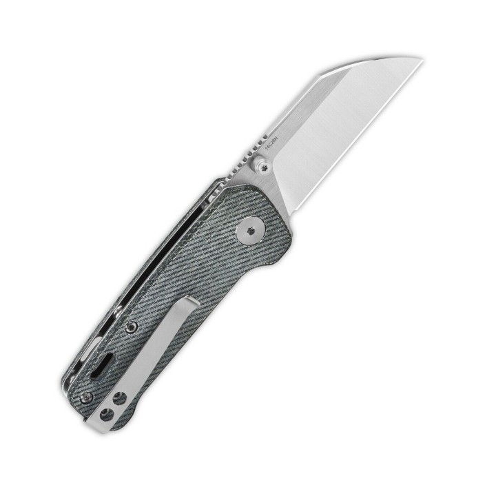 Couteau QSP Mini Penguin Denim Blue Lame Acier 14C28N Manche Micarta IKBS Linerlock Clip QS130XSB - Livraison Gratuite
