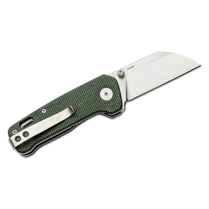 Couteau QSP Mini Penguin Green Lame Acier 14C28N Manche Micarta IKBS Linerlock Clip QS130XSC - Livraison Gratuite