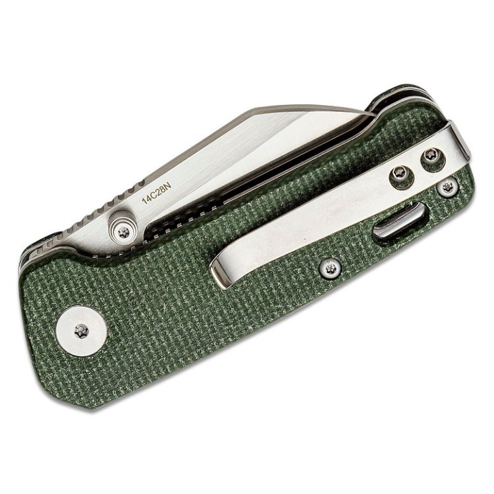 Couteau QSP Mini Penguin Green Lame Acier 14C28N Manche Micarta IKBS Linerlock Clip QS130XSC - Livraison Gratuite