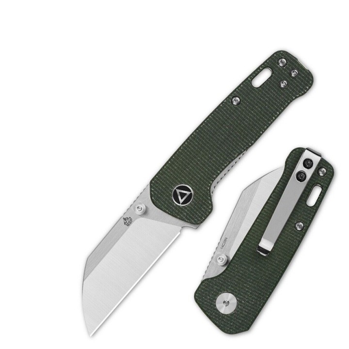 Couteau QSP Mini Penguin Green Lame Acier 14C28N Manche Micarta IKBS Linerlock Clip QS130XSC - Livraison Gratuite