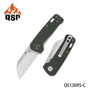Couteau QSP Mini Penguin Green Lame Acier 14C28N Manche Micarta IKBS Linerlock Clip QS130XSC - Livraison Gratuite