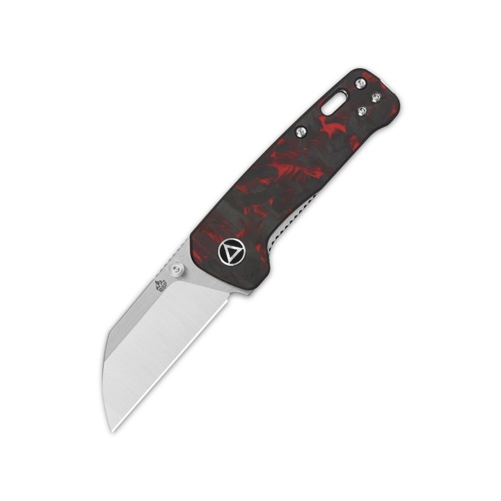 Couteau QSP Mini Penguin Red Lame Acier 14C28N Satin Manche FCarbone IKBS Linerlock Clip QS130XSE1 - Livraison Gratuite