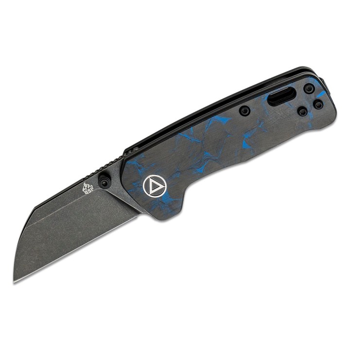 Couteau QSP Mini Penguin Blue Lame Acier 14C28N Black Manche FCarbone IKBS Linerlock Clip QS130XSD2 - Livraison Gratuite