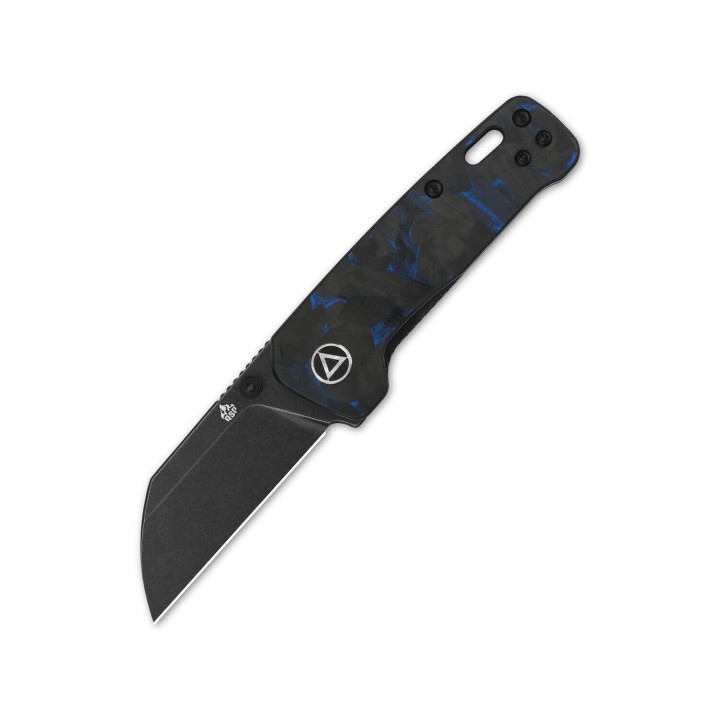 Couteau QSP Mini Penguin Blue Lame Acier 14C28N Black Manche FCarbone IKBS Linerlock Clip QS130XSD2 - Livraison Gratuite
