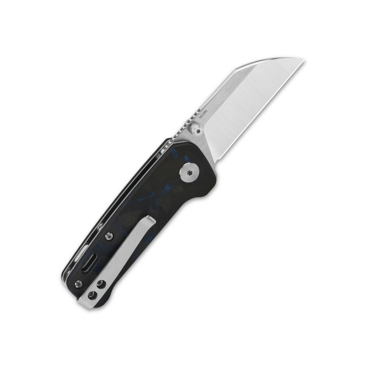 Couteau QSP Mini Penguin Blue Lame Acier 14C28N Satin Manche FCarbone IKBS Linerlock Clip QS130XSD1 - Livraison Gratuite