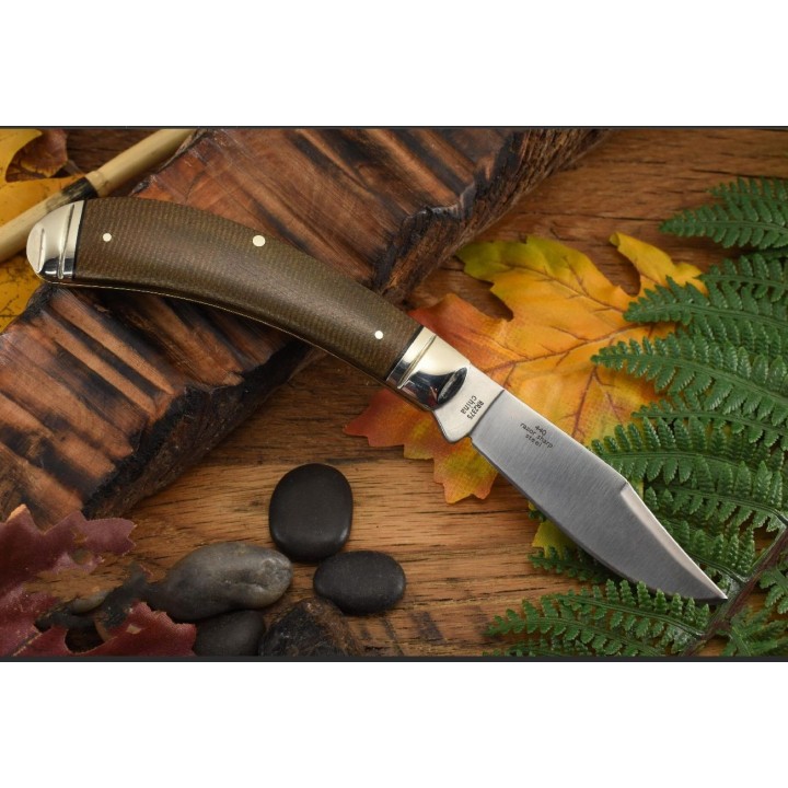 Couteau Rough Ryder Bow Trapper Brown Burlap Lame Acier 440 Manche Micarta RR2375 - Livraison Gratuite
