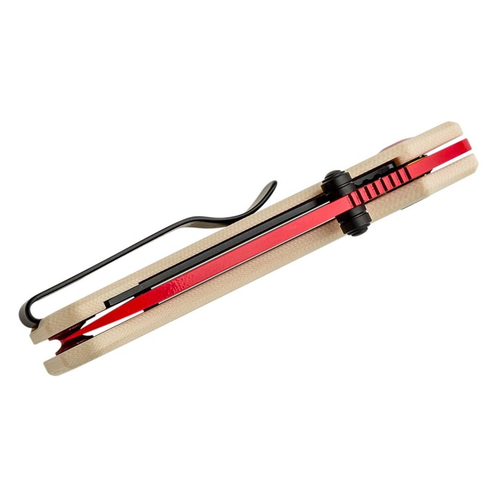 Couteau CIVIVI Baby Banter Red/Ivory Lame Nitro-V Manche G10 IKBS Linerlock Clip CIVC19068S7 - Livraison Gratuite