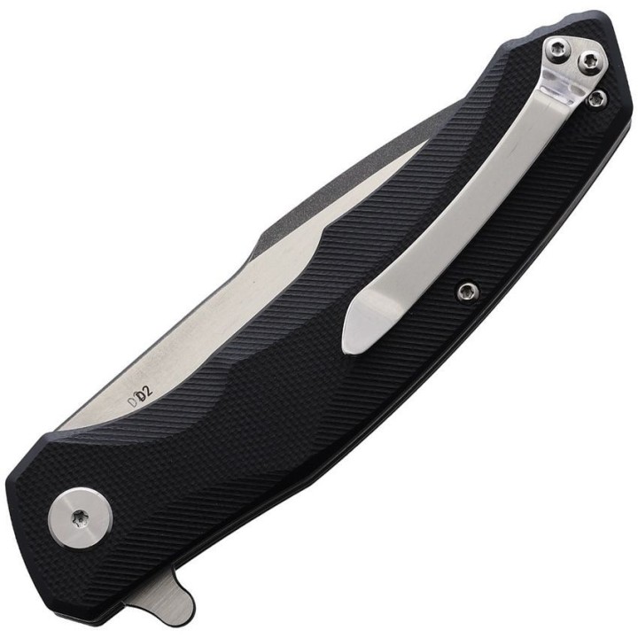 Couteau Bestech Warwolf Black Lame Acier D2 Two-Tone Manche G10 IKBS Linerlock Clip BTKG04A2 - Livraison Gratuite