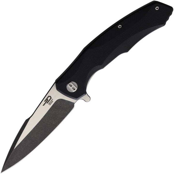 Couteau Bestech Warwolf Black Lame Acier D2 Two-Tone Manche G10 IKBS Linerlock Clip BTKG04A2 - Livraison Gratuite