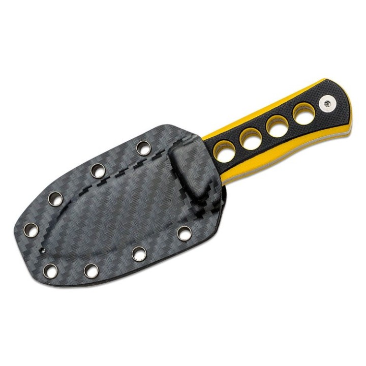 Couteau de Cou QSP Canary Black/Yellow Lame Acier 14C28N Manche G10 Etui Kydex QS141A1 - Livraison Gratuite