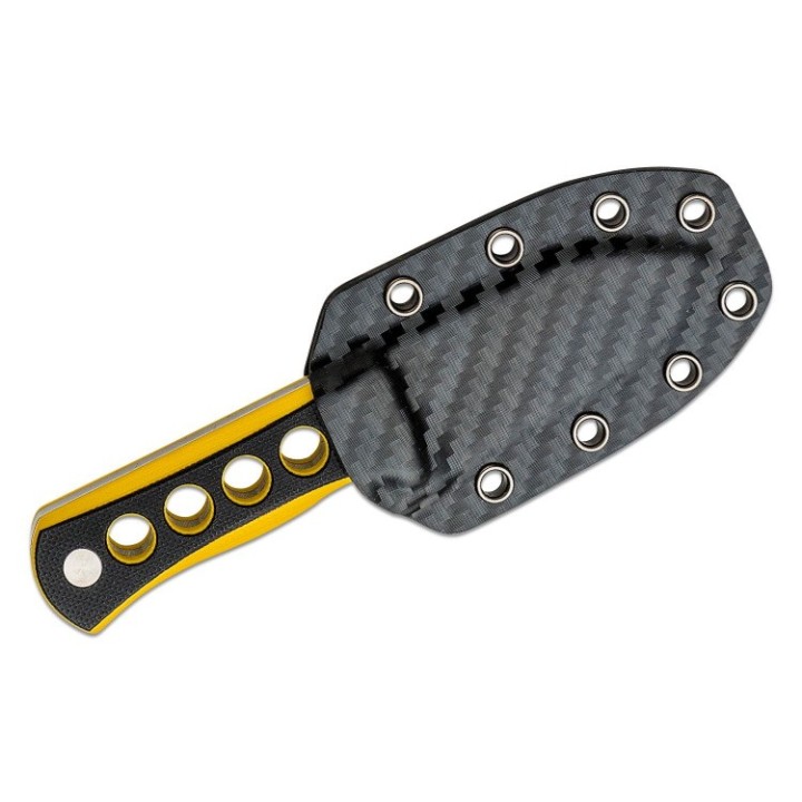 Couteau de Cou QSP Canary Black/Yellow Lame Acier 14C28N Manche G10 Etui Kydex QS141A1 - Livraison Gratuite