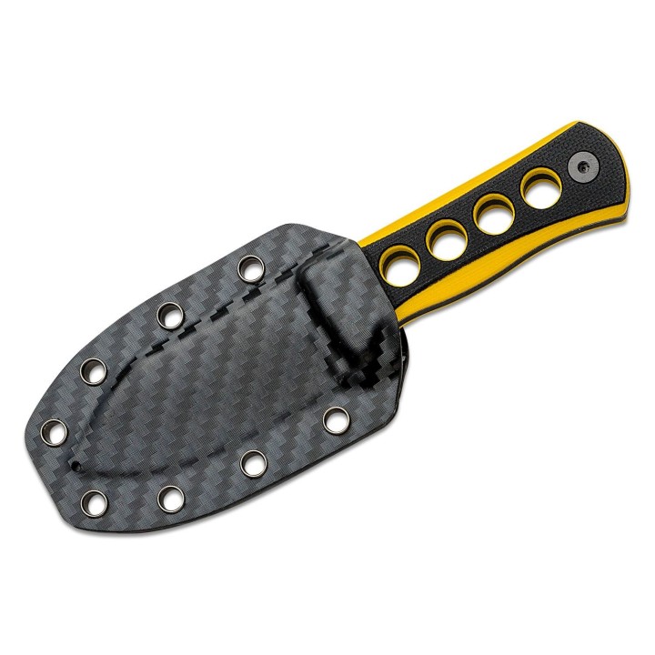 Couteau de Cou QSP Canary Black/Yellow Lame Acier 14C28N Black Manche G10 Etui Kydex QS141A2 - Livraison Gratuite