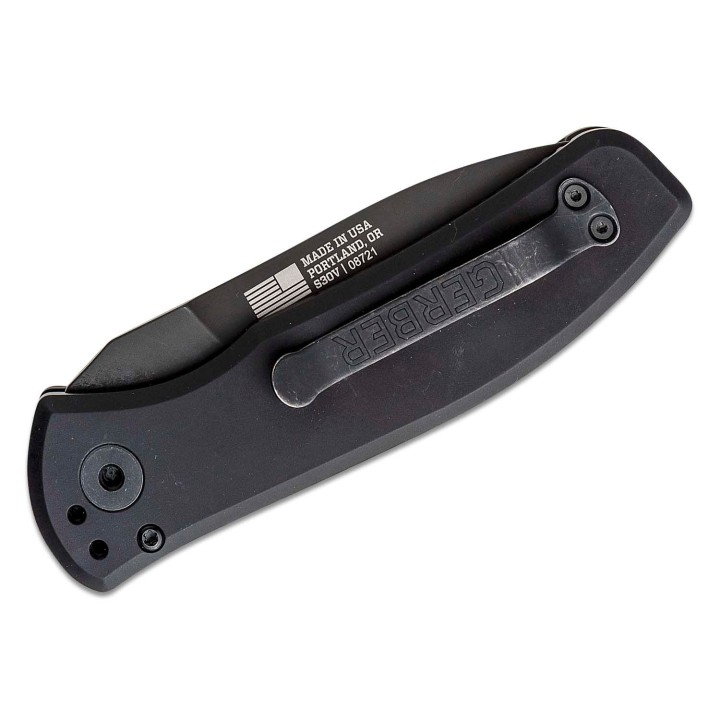 Couteau Gerber Empower Automatique Lame Acier S30V Black Manche Alu Push Button Made USA G1321 - Livraison Gratuite