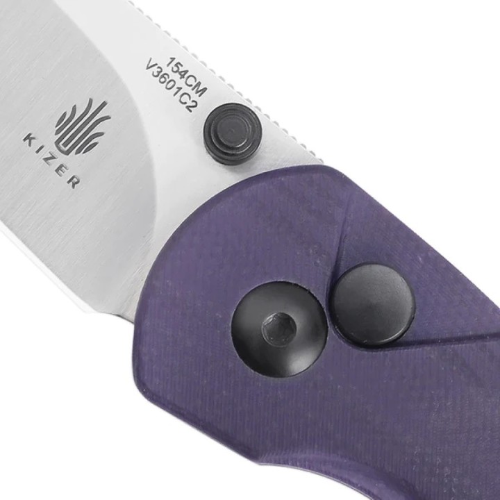 Couteau Kizer Chili Pepper Purple Button Lock Manche G10 Lame Acier 154CM Clip KIV3601C2 - Livraison Gratuite