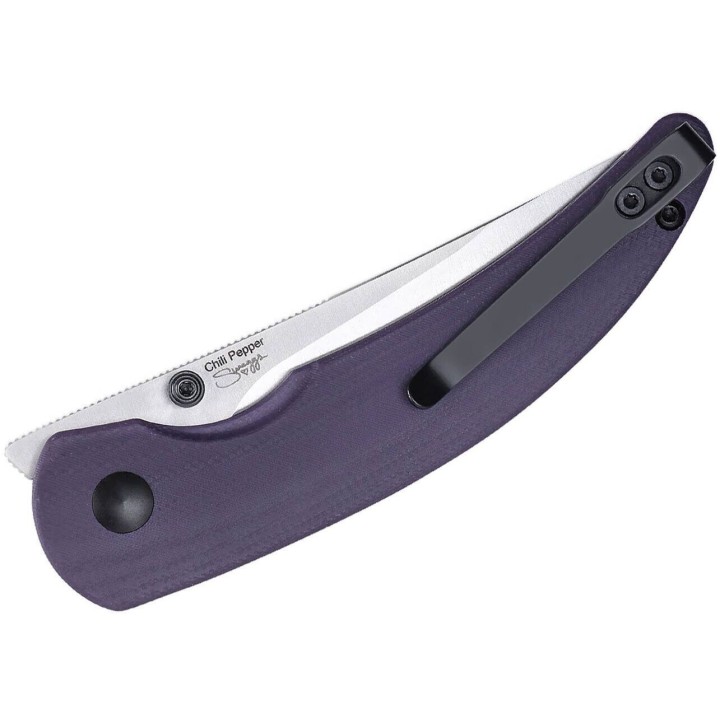 Couteau Kizer Chili Pepper Purple Button Lock Manche G10 Lame Acier 154CM Clip KIV3601C2 - Livraison Gratuite