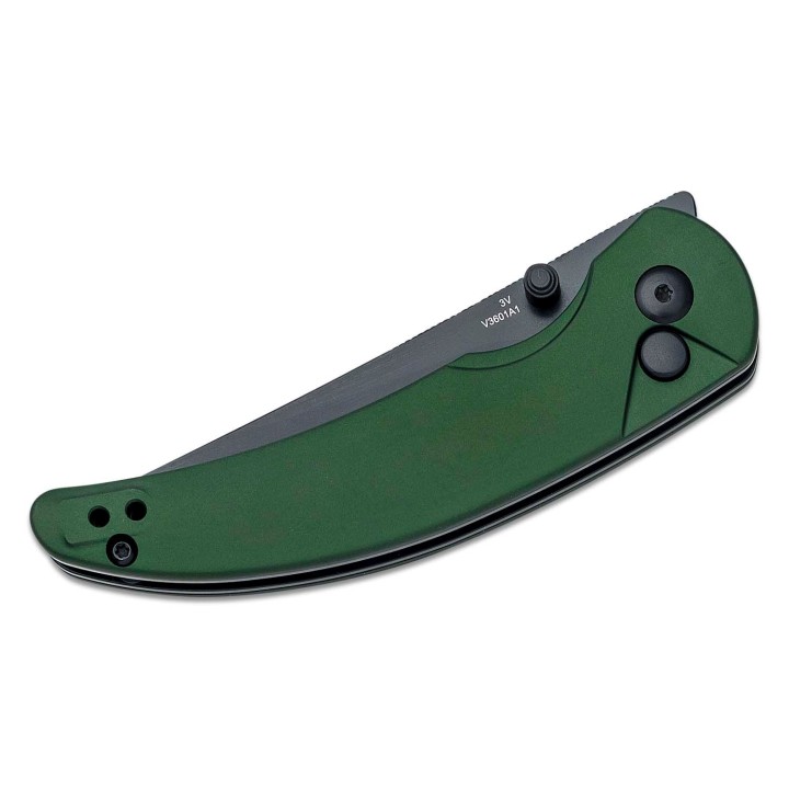Couteau Kizer Chili Pepper Green Button Lock Manche Alu Lame Acier CPM-3V Clip KIV3601A1 - Livraison Gratuite