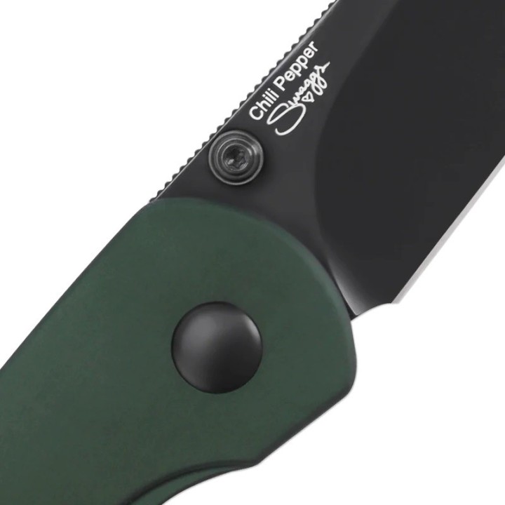 Couteau Kizer Chili Pepper Green Button Lock Manche Alu Lame Acier CPM-3V Clip KIV3601A1 - Livraison Gratuite