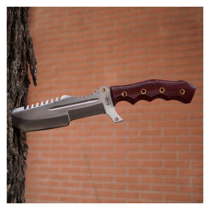 Couteau de Survie BucknBear Tracker Tanto Lame Acier 440C Manche Micarta Etui Cuir BNB1221TT - Livraison Gratuite