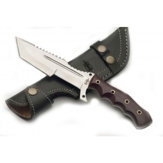 Couteau de Survie BucknBear Tracker Tanto Lame Acier 440C Manche Micarta Etui Cuir BNB1221TT - Livraison Gratuite