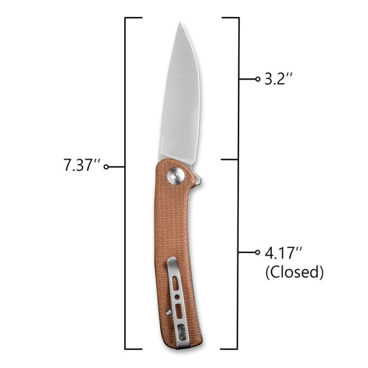 Couteau SENCUT Neches Brown Manche Micarta Lame Satin Acier 10Cr15CoMoV IKBS Linerlock Clip SA09D - Livraison Gratuite