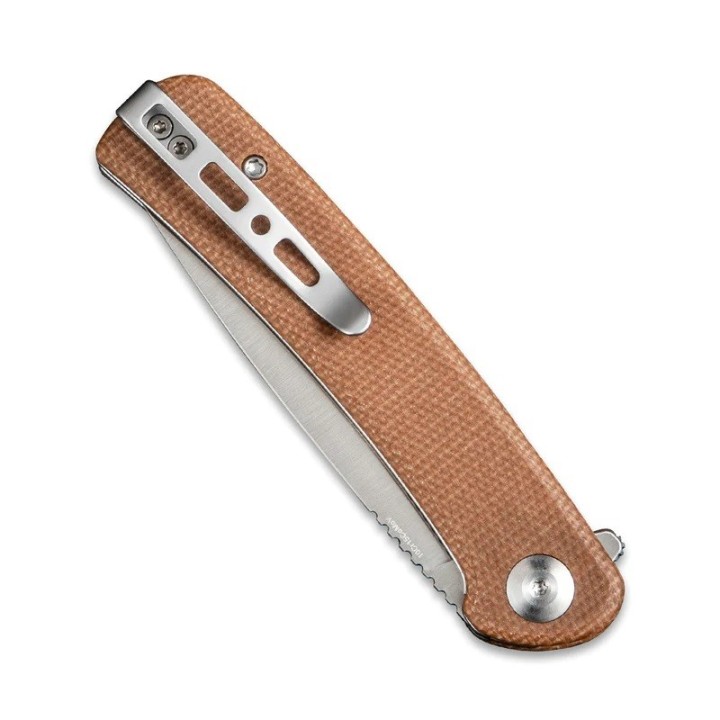 Couteau SENCUT Neches Brown Manche Micarta Lame Satin Acier 10Cr15CoMoV IKBS Linerlock Clip SA09D - Livraison Gratuite