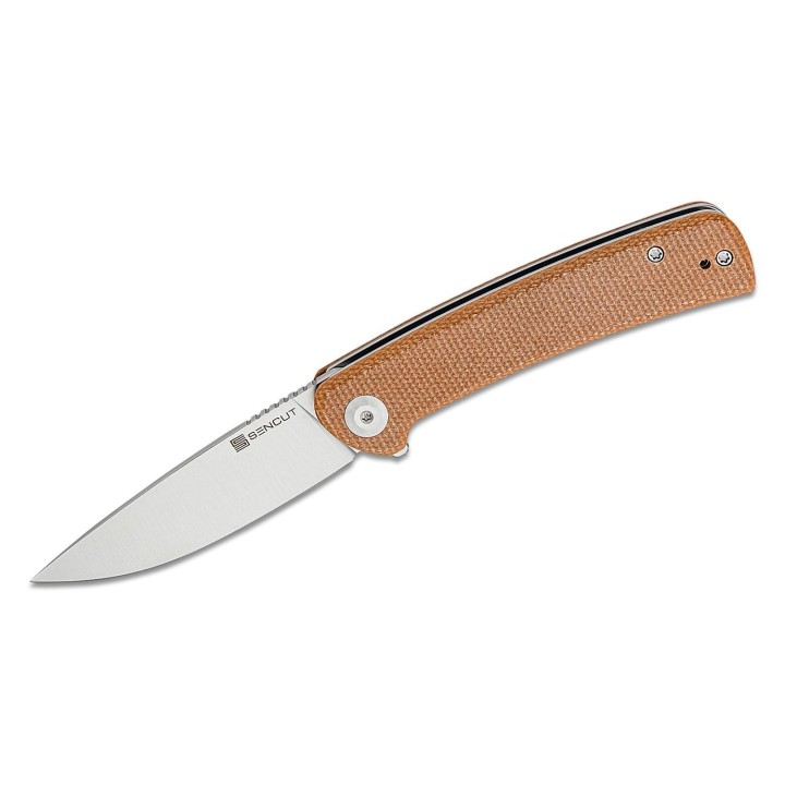Couteau SENCUT Neches Brown Manche Micarta Lame Satin Acier 10Cr15CoMoV IKBS Linerlock Clip SA09D - Livraison Gratuite