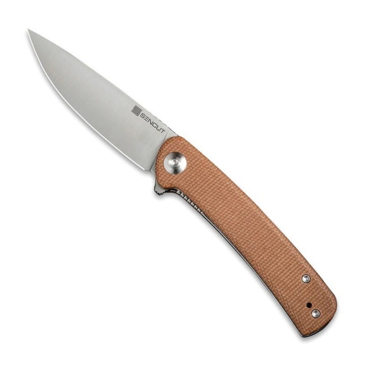 Couteau SENCUT Neches Brown Manche Micarta Lame Satin Acier 10Cr15CoMoV IKBS Linerlock Clip SA09D - Livraison Gratuite