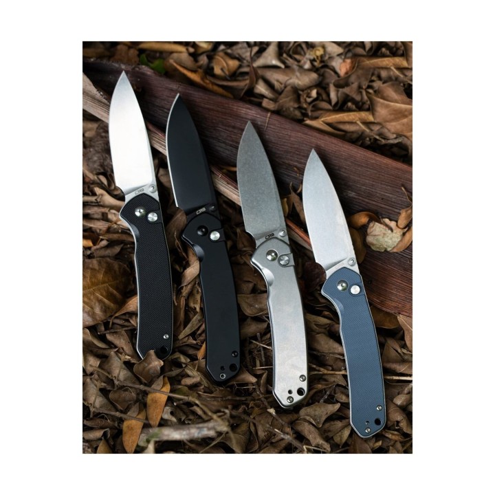 Couteau CJRB Pyrite Steel Lame Acier AR-RPM9 Manche Stonewashed Steel IKBS Button Lock J1925ST - Livraison Gratuite