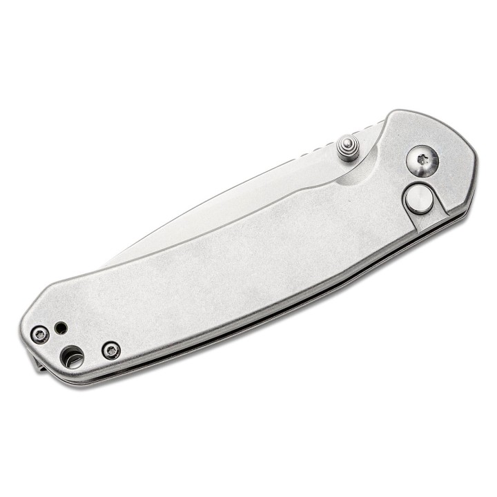 Couteau CJRB Pyrite Steel Lame Acier AR-RPM9 Manche Stonewashed Steel IKBS Button Lock J1925ST - Livraison Gratuite