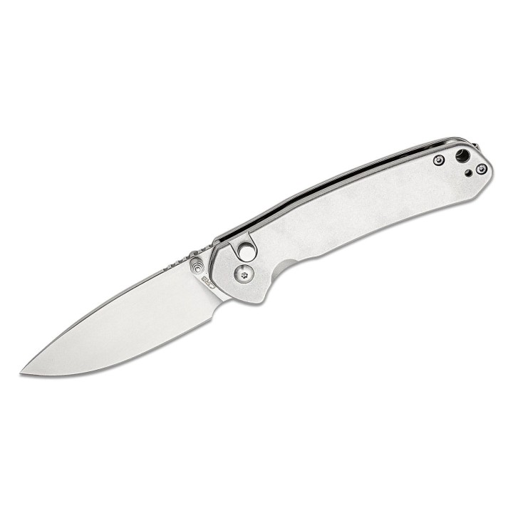 Couteau CJRB Pyrite Steel Lame Acier AR-RPM9 Manche Stonewashed Steel IKBS Button Lock J1925ST - Livraison Gratuite