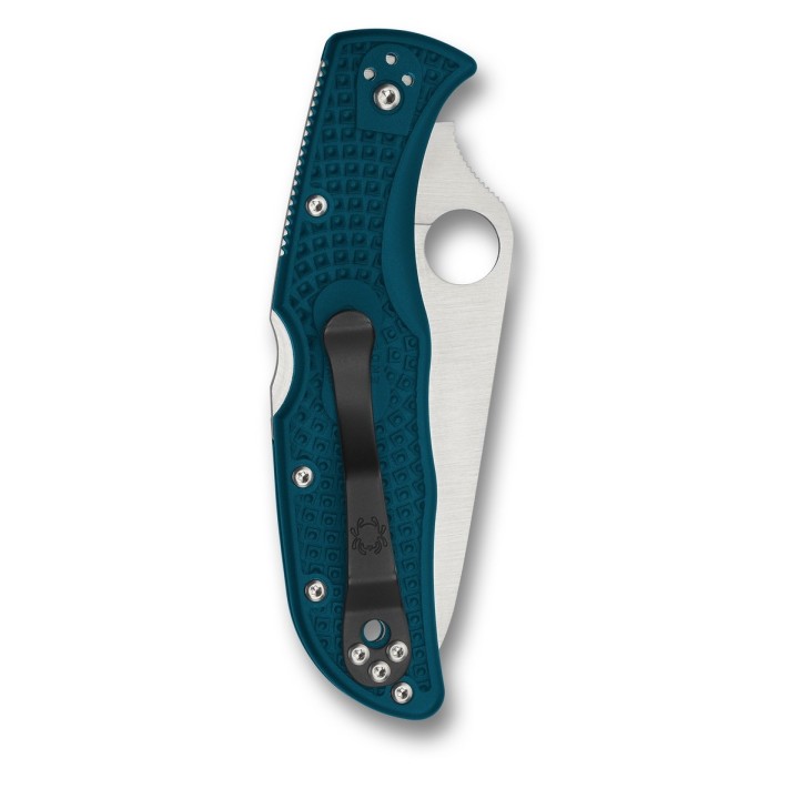 Couteau Spyderco Endela Lightweight K390 Lame Acier K390 Serrated Manche FRN Bleu Locback Japan SC243FSK390 - Livraison Gratuite