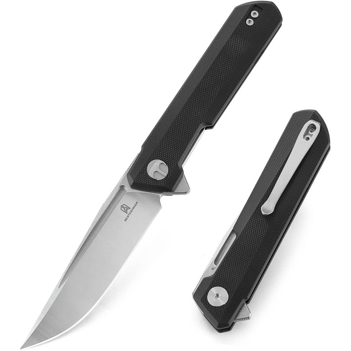 Couteau Bestech Bestechman Dundee Black Lame Acier D2 Manche G10 IKBS Linerlock Clip BTKMK01A - Livraison Gratuite