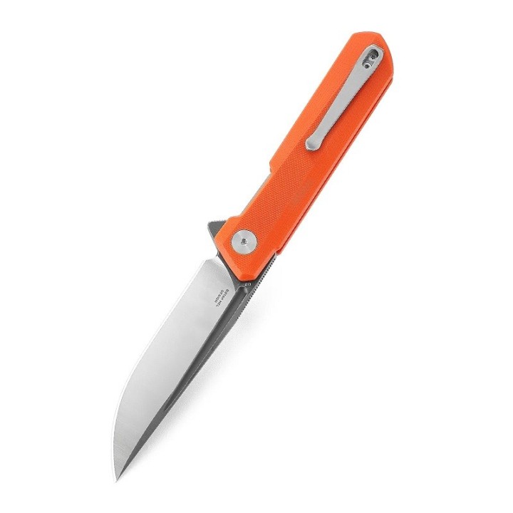 Couteau Bestech Bestechman Dundee Orange Lame Acier D2 Manche G10 IKBS Linerlock Clip BTKMK01H - Livraison Gratuite