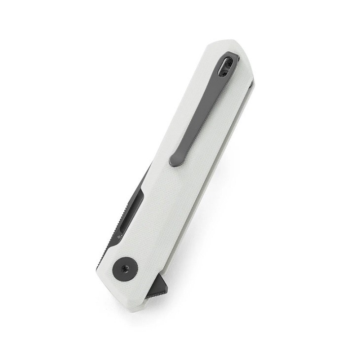 Couteau Bestech Bestechman Dundee White Lame Acier D2 Manche G10 IKBS Linerlock Clip BTKMK01I - Livraison Gratuite