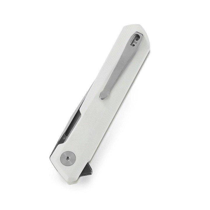 Couteau Bestech Bestechman Dundee White Lame Acier D2 Manche G10 IKBS Linerlock Clip BTKMK01G - Livraison Gratuite