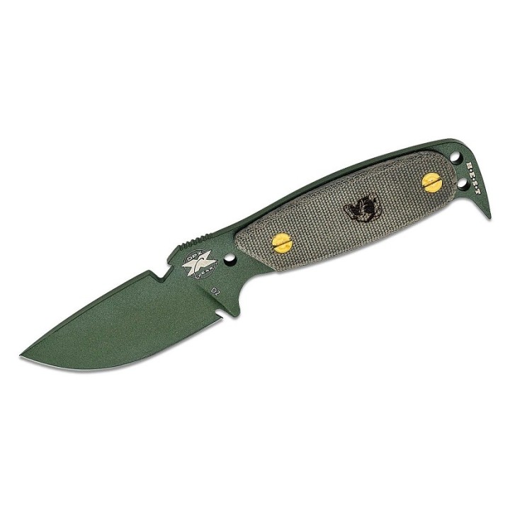 Couteau DPx Gear HEST Original OD Green Lame Acier D2 Manche Micarta Etui Kydex Made USA DPXHSX114 - Livraison Gratuite