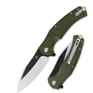 Couteau QSP Snipe Green Manche G10 Lame Acier D2 IKBS Linerlock Clip QS121B - Livraison Gratuite