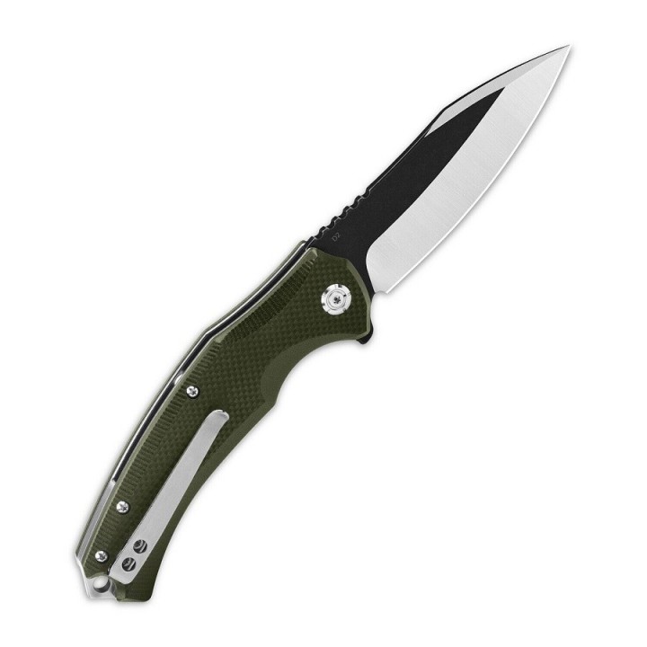 Couteau QSP Snipe Green Manche G10 Lame Acier D2 IKBS Linerlock Clip QS121B - Livraison Gratuite