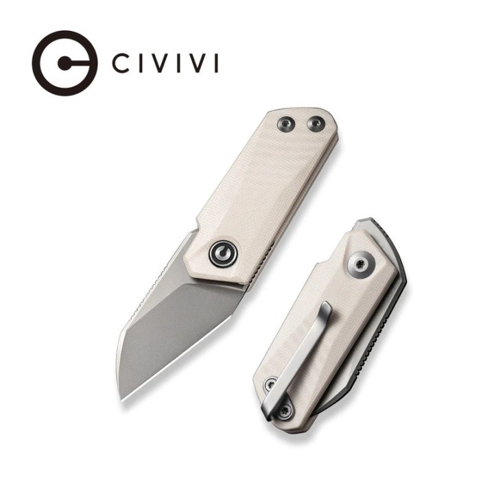 Couteau Civivi Ki-V Detent Lock Lame Acier 9Cr18MoV Manche White G10 IKBS Clip CIVC2108C - Livraison Gratuite