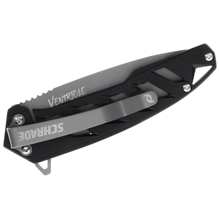 Couteau Schrade Ventricle Tanto Lame Acier AUS-10 Manche Aluminum Framelock Clip SCH1159322 - Livraison Gratuite