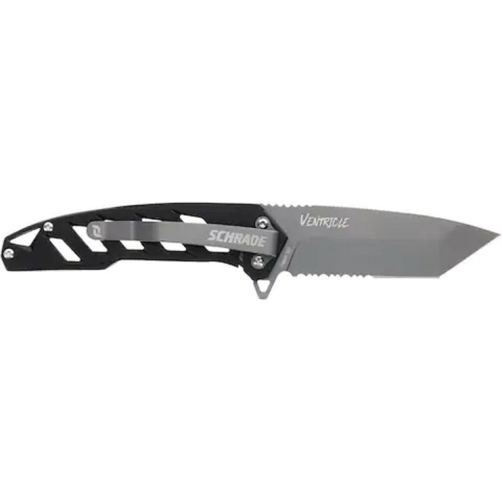 Couteau Schrade Ventricle Tanto Lame Acier AUS-10 Manche Aluminum Framelock Clip SCH1159322 - Livraison Gratuite
