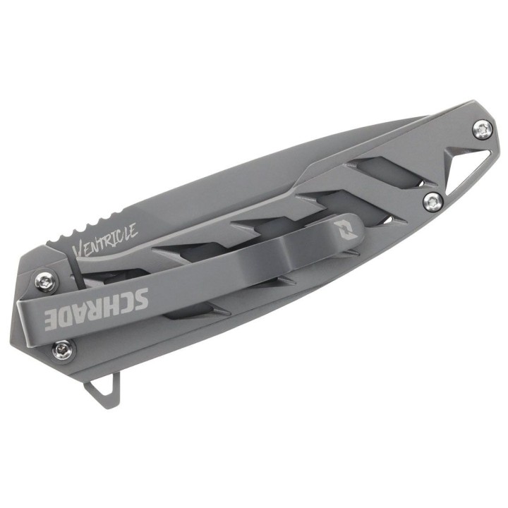 Couteau Schrade Ventricle Drop Point Lame Acier AUS-10 Manche Aluminum Framelock Clip SCH1159323 - Livraison Gratuite