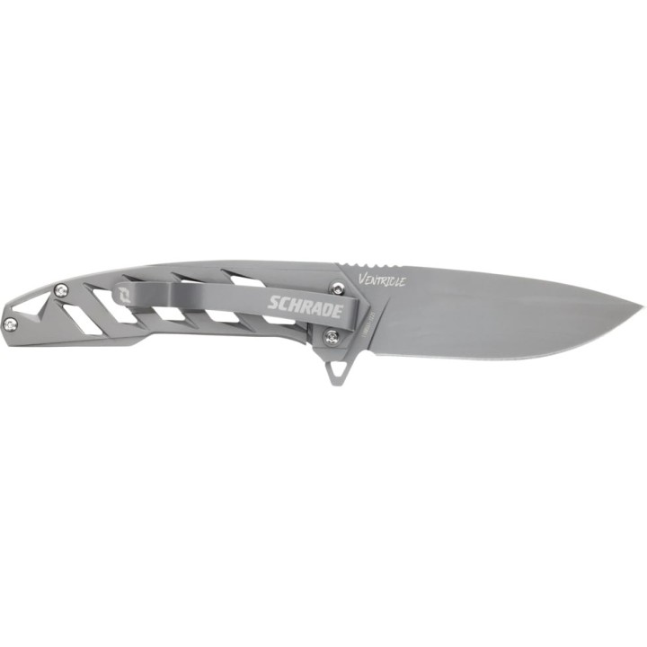 Couteau Schrade Ventricle Drop Point Lame Acier AUS-10 Manche Aluminum Framelock Clip SCH1159323 - Livraison Gratuite
