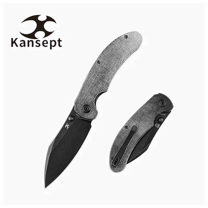 Couteau Kansept Nesstreet Black Lame Acier CPM-S35Vn BW Manche Micarta IKBS Linerlock Clip K1039A2 - Livraison Gratuite