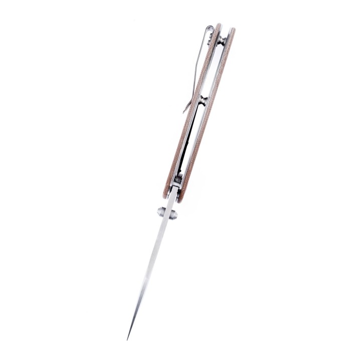 Couteau Kansept Nesstreet Brown Lame Acier CPM-S35Vn BW Manche Micarta IKBS Linerlock Clip K1039A1 - Livraison Gratuite