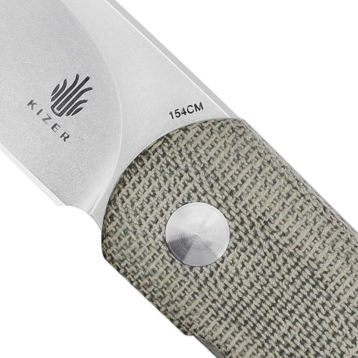 Couteau Kizer Feist XL Green Lame Acier 154CM Manche Micarta IKBS Linerlock Clip KIV4499C1 - Livraison Gratuite