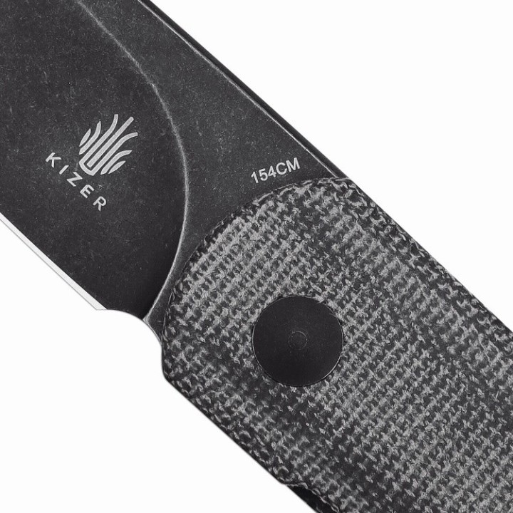 Couteau Kizer Feist XL Black Micarta Lame Acier 154CM Manche Micarta IKBS Linerlock Clip KIV4499C2 - Livraison Gratuite