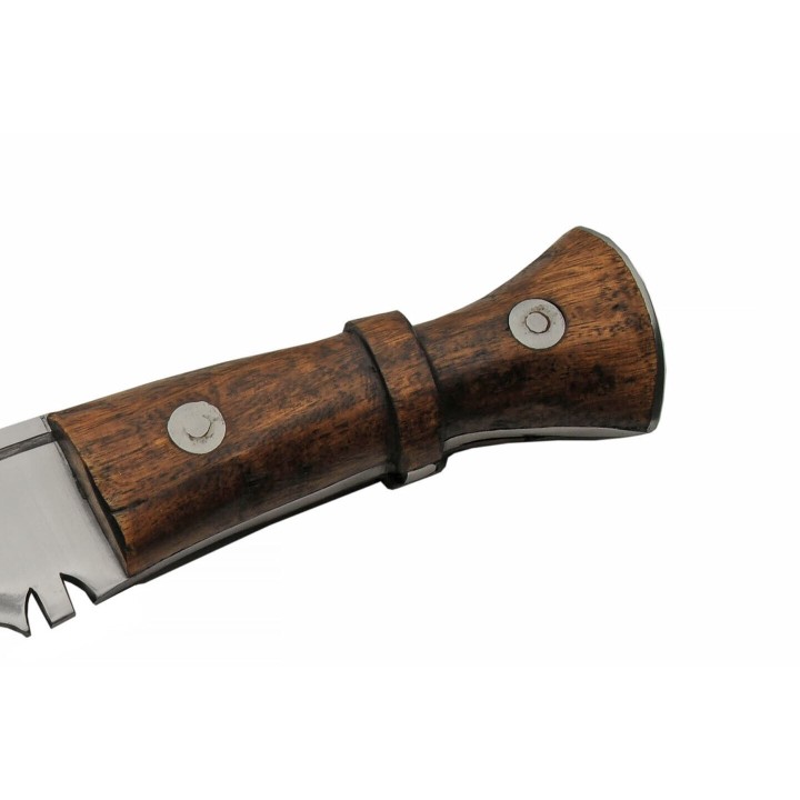 Couteau Kukkri Gurkha Service Kukri Army Combat Lame Acier Inox Manche Bois Etui Cuir + 2 Couteaux PA882450 - Livraison Gratuite